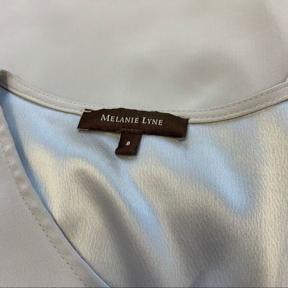 Melanie Lyne gray tank top blouse ruffle front Sz8 - Picture 5 of 6